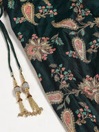 Tulsi Art Green Semi-Stitched Myntra Lehenga & Unstitched Blouse With 2 Dupattas | Grocsy