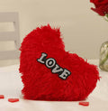 Tied Ribbons Valentine Gift With Heart Shape Pillow Fur Cushion (Red) | Grocsy