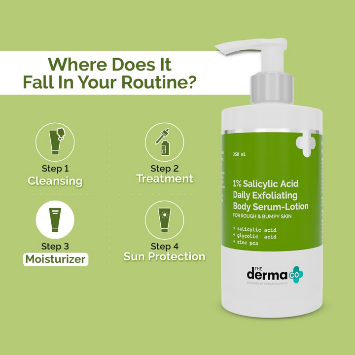 The Derma Co 1% Salicylic Acid Daily Exfoliating Body Serum-Lotion | Grocsy