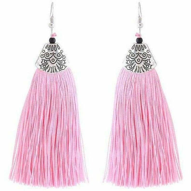 MS Fashion India Muskan Fancy Long Yarn Pink Tassel Earrings | Grocsy