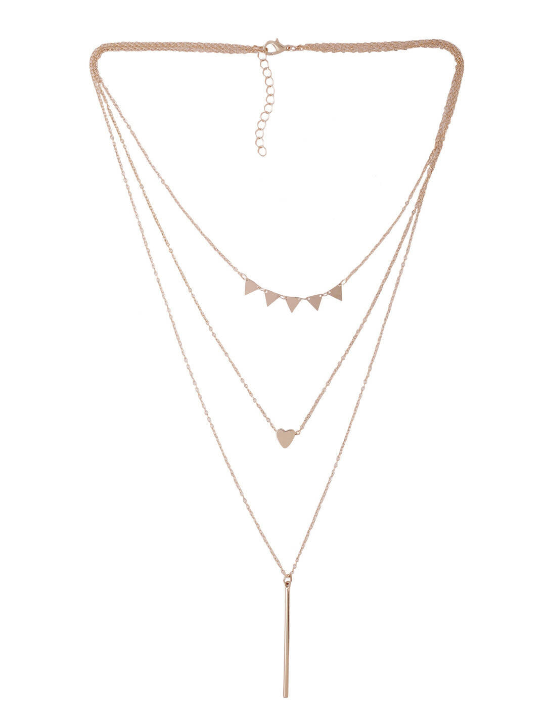 NVR Women's 3 Layered Gold-Polished Minimal Layered Necklace | Grocsy