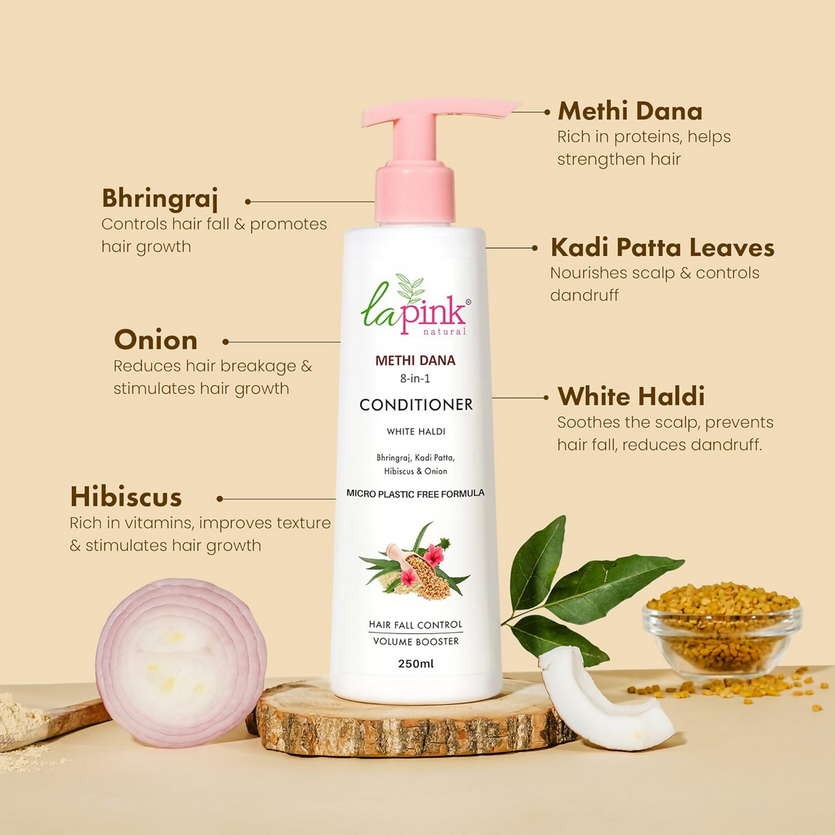La Pink Methi Dana Seeds 8-in-1 Hair Fall Conditioner | Grocsy