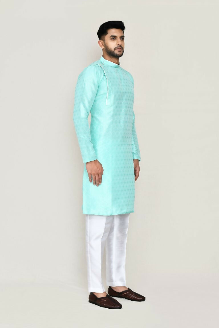 Joban Fashion Green Colored Jacquard Fabric Kurta With Straight Fit Pant | Grocsy