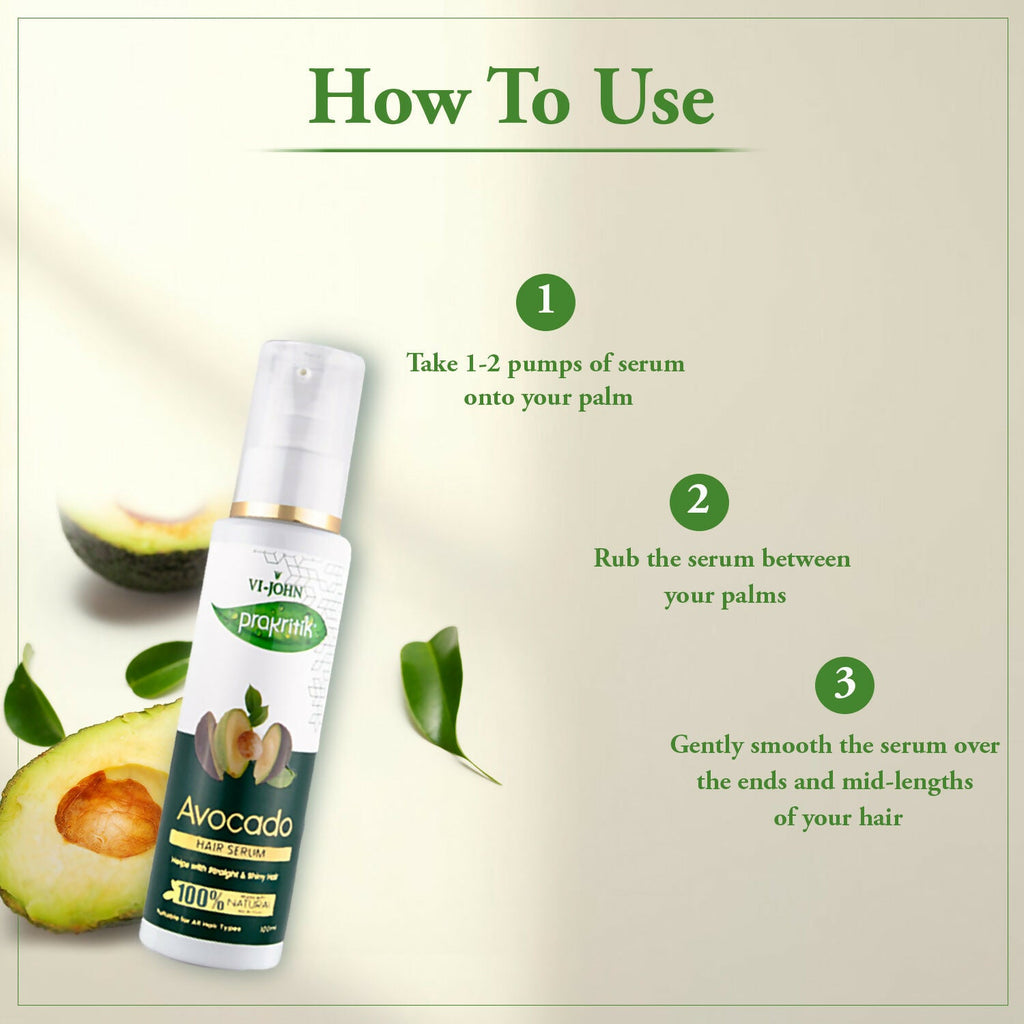 VI-JOHN Prakritik Avocado Hair serum Prevents dryness & Adds shine, 100% Natural Bio-Actives | Grocsy