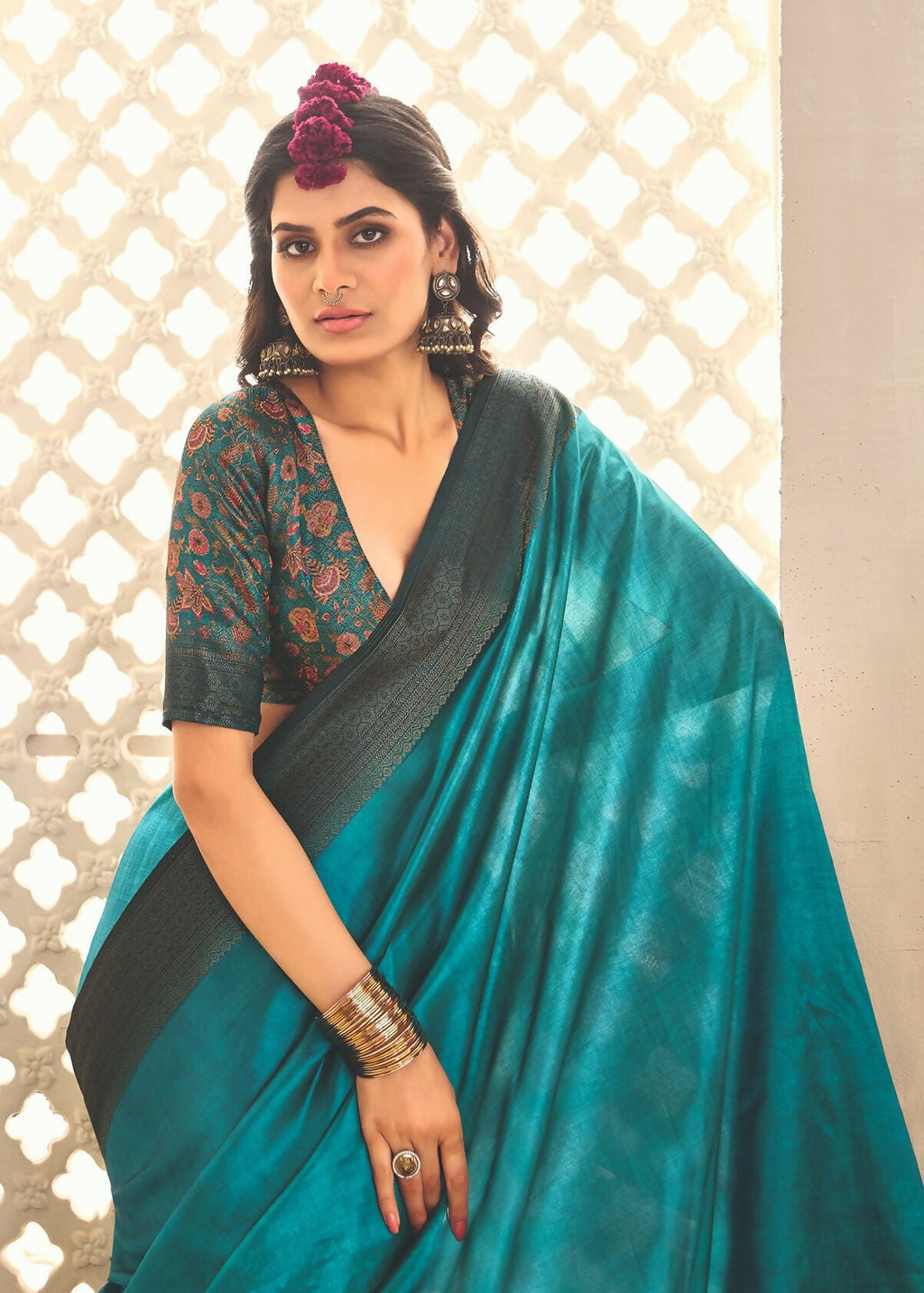 Joban Fashion Satin Silk With Zari Border Sea Green Colored Designer Pallu Saree | Grocsy