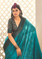 Joban Fashion Satin Silk With Zari Border Sea Green Colored Designer Pallu Saree | Grocsy