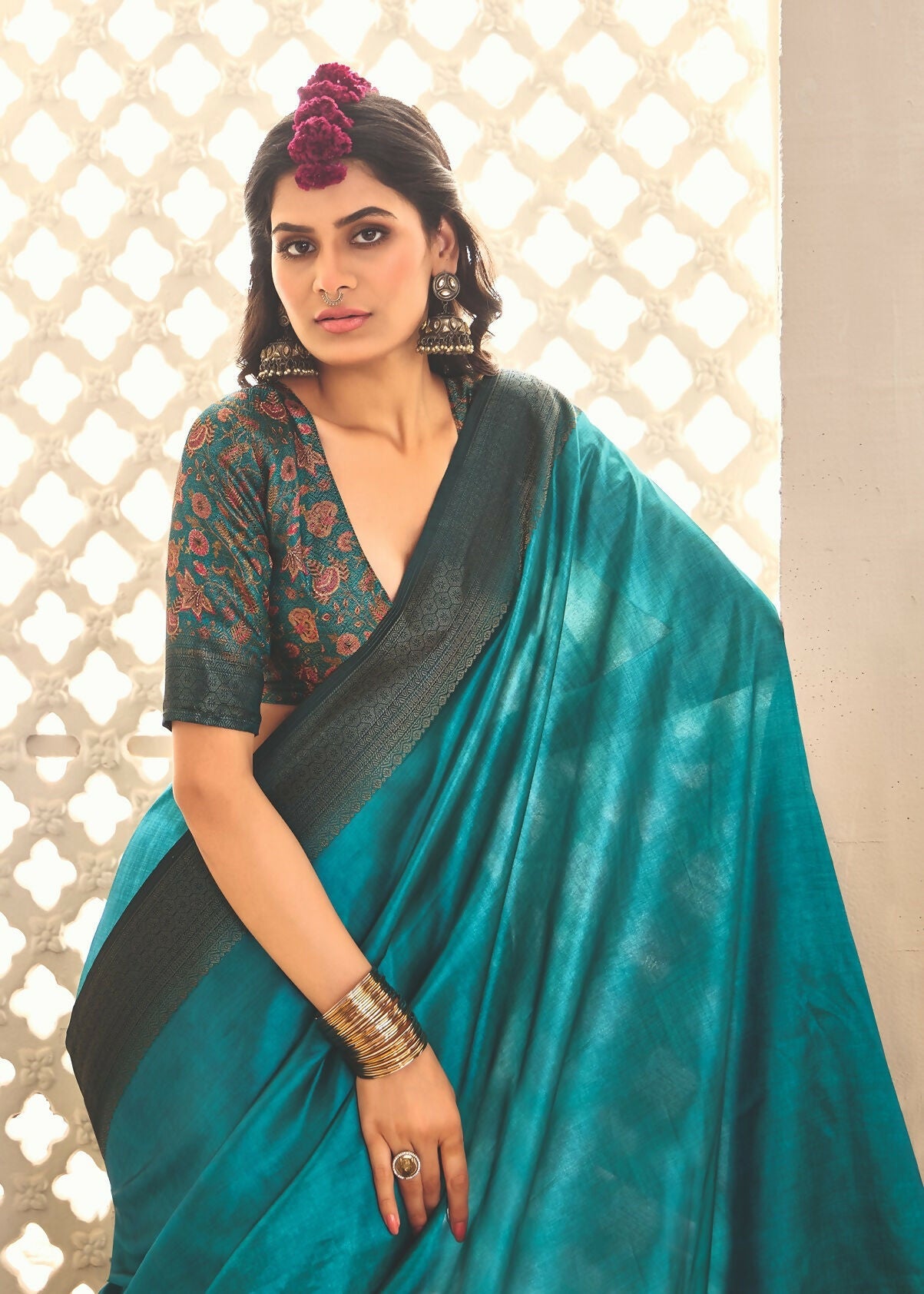 Joban Fashion Satin Silk With Zari Border Sea Green Colored Designer Pallu Saree | Grocsy