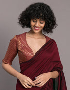 Suta Maroon Green Colourblocked Cotton Blend Saree | Grocsy