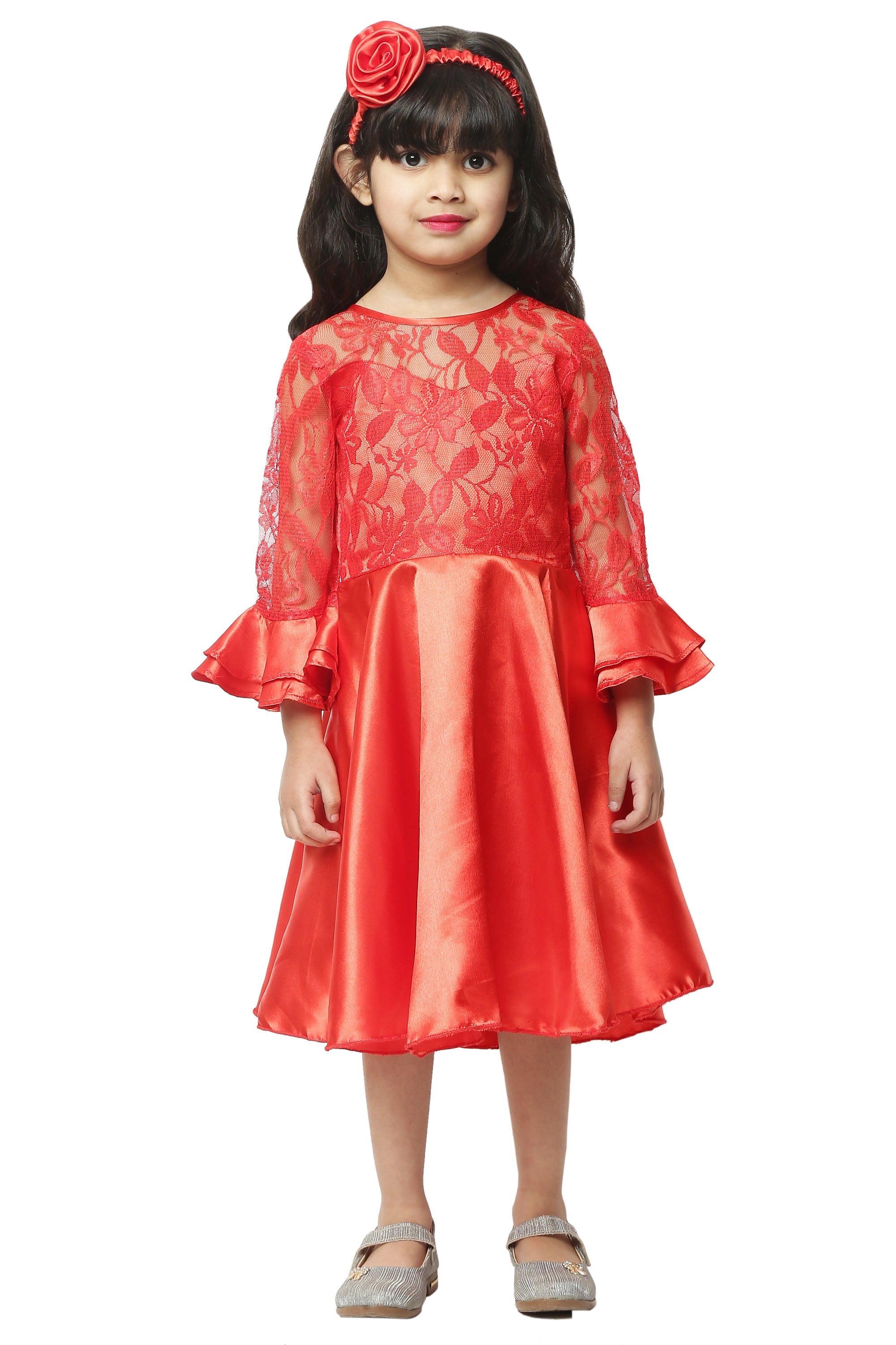 Asmaani Kids Party Wear Stylish Dresses, Perfect for Parties, Functions & Vacations - Red | Grocsy
