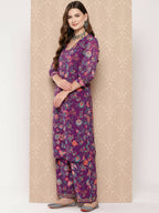 Ahalyaa Women's Traditional wear Kurta Set - Purple | Grocsy