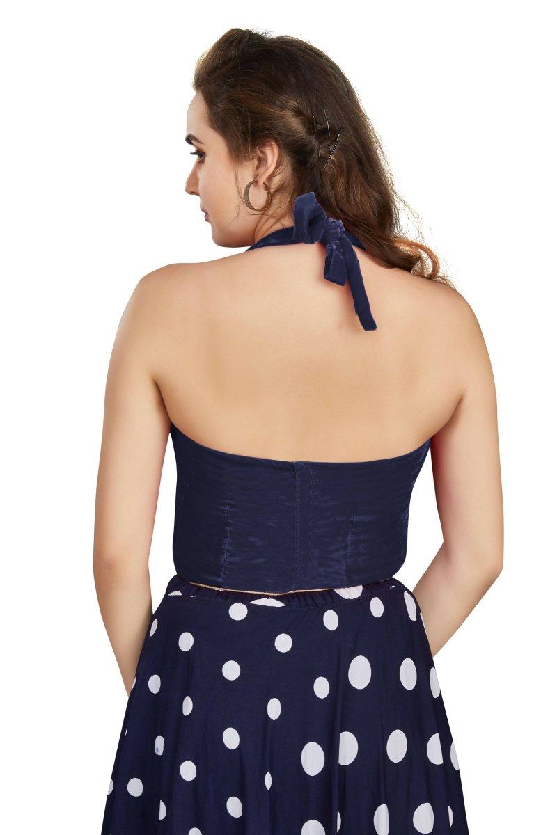 Aastha Fashion Women's Women's Navy Blue Velvet Solid Readymade Blouse | Grocsy
