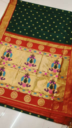 DEIANA'S Beautiful Designer Golden zari Soft Lichi Silk Saree - Green | Grocsy