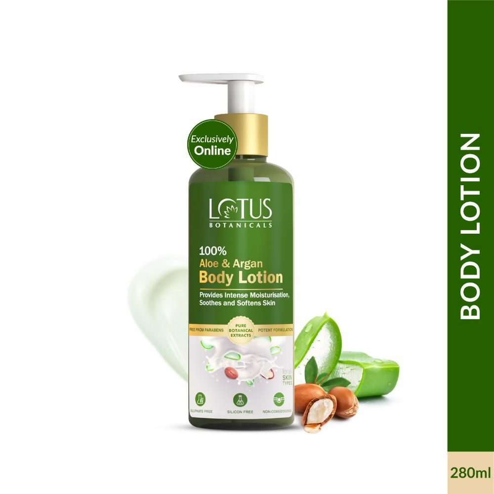 Lotus Botanicals 100% Aloe & Argan Body Lotion | Grocsy