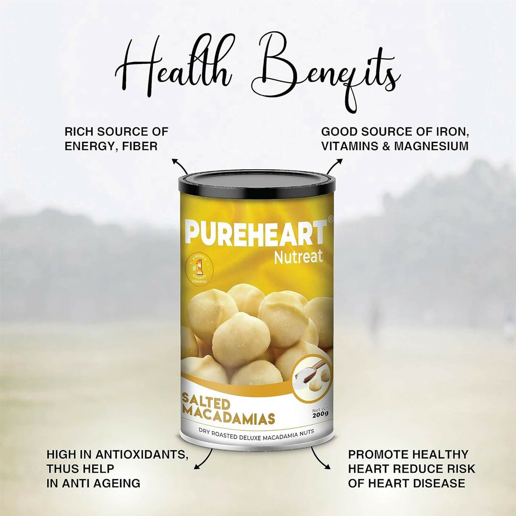Pureheart Nutreat Salted Macadamia|Premium Dry Roasted Macadamia Nuts | Grocsy