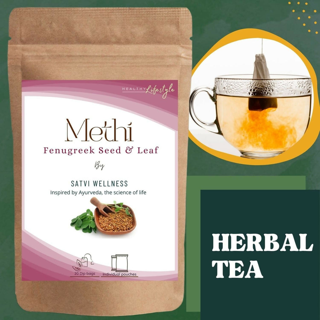 Satvi Wellness Methi Tea Bags | Fenugreek Seeds and Leaves | Herbal Tea | Grocsy