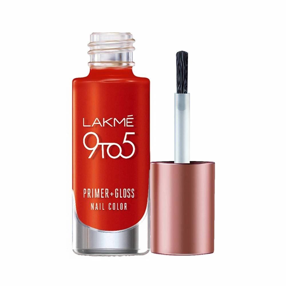 Lakme 9 To 5 Primer + Gloss Nail Colour - Cherry Red | Grocsy