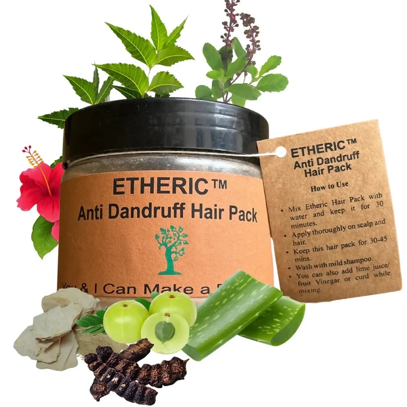 Etheric Anti-Dandruff Herbal Hair Pack – Hair Fall Control & Scalp Care | Grocsy