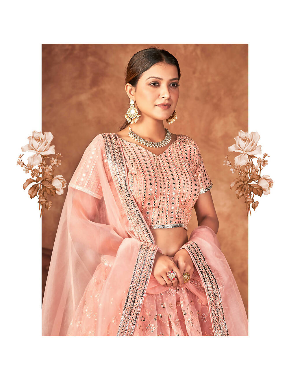 Wedding Designer Pink Organza lehengha Choli - Anbazaar | Grocsy