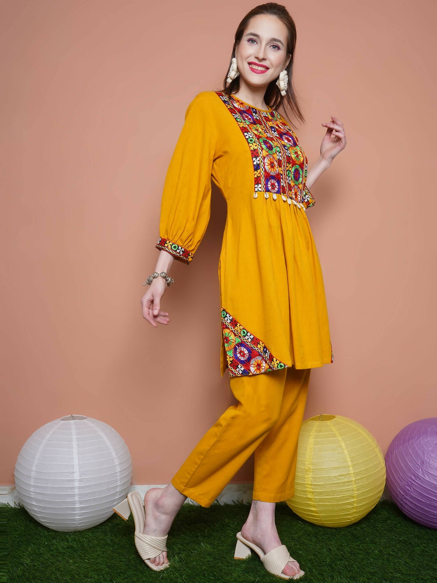 Women Republic Mustard Cotton Kurta Set | Grocsy
