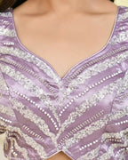 Amodini Designer Studio Heavy Work Lavendar Pearl Sleeveless Padded Blouse | Grocsy