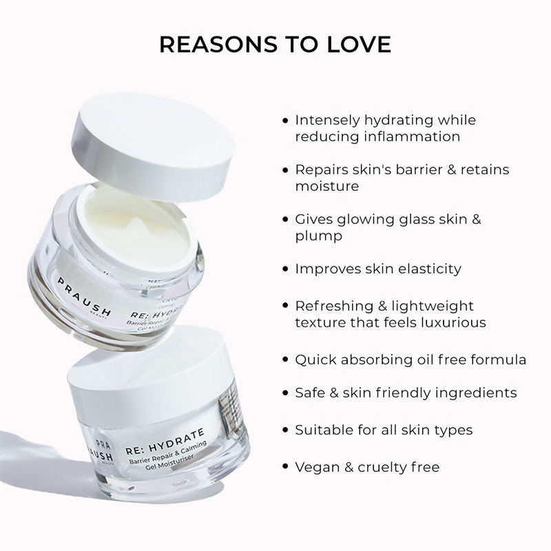 Praush Beauty RE: Hydrate Barrier Repair & Calming Gel Moisturiser | Grocsy