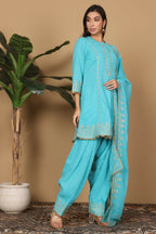 Joban Fashion Turquoise Georgette Kurta Set | Grocsy