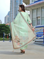 Joban Fashion Green Position Digital Print With Position Foil Kurta Set | Grocsy