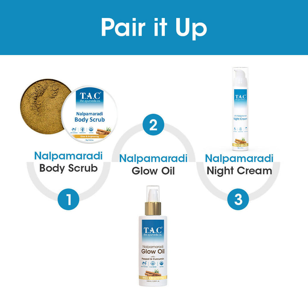 TAC - The Ayurveda Co. Nalpamaradi Glow Oil for Brightening and Glowing Skin with Peepal & Curcumin, for Women & Men | Grocsy
