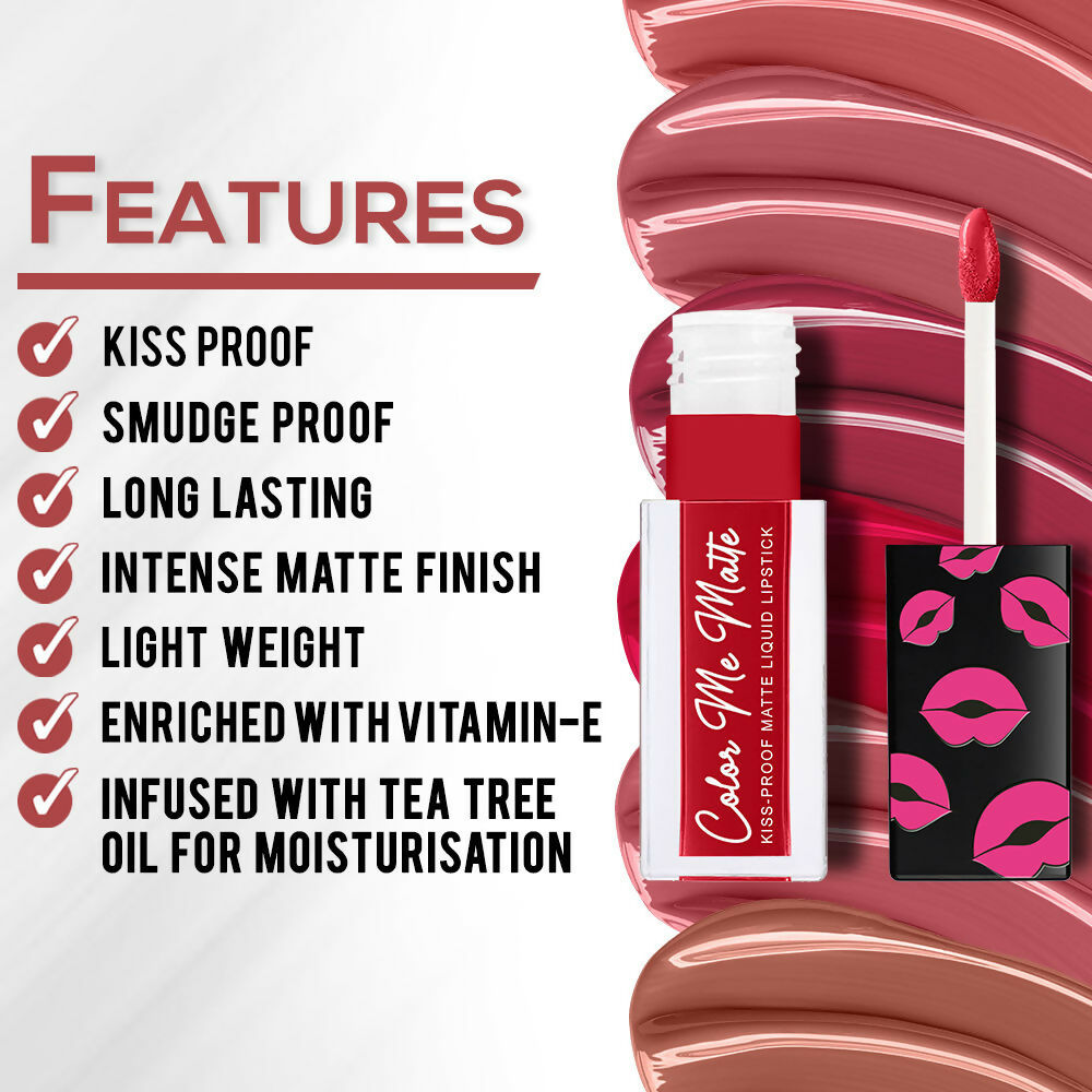 Jaquline USA Color Me Matte Liquid Lipstick - Crimson Red | Grocsy