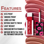 Jaquline USA Color Me Matte Liquid Lipstick - Crimson Red | Grocsy