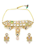 Multi Stone Maharani Kundan Neckpiece with Earrings and Maang Tikka- Ruby Raang | Grocsy