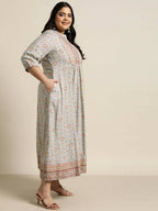 Juniper Women`s Grey Rayon Fusion Wear Printed A-line Dress | Grocsy