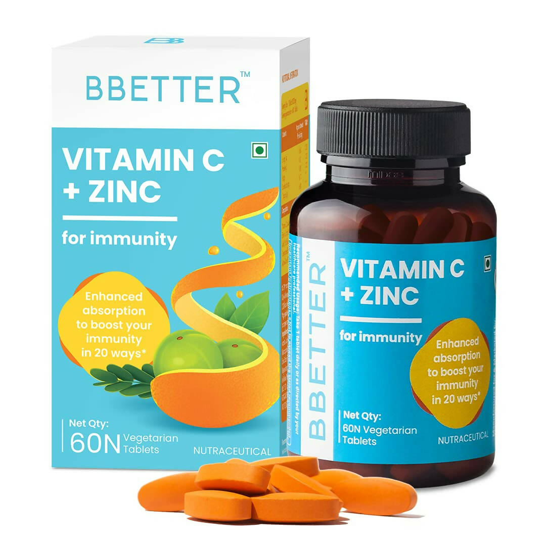 BBETTER Vitamin C and Zinc Tablets for Immunity & Skin Health | Grocsy