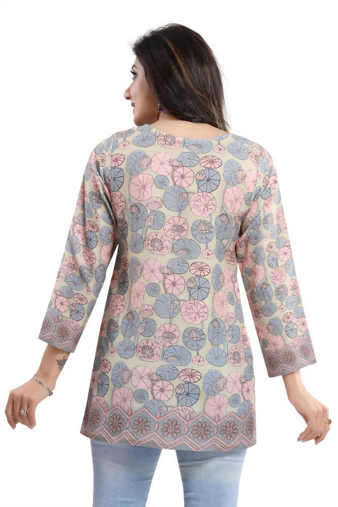 Snehal Creations Elegant Pastel Color Summer Cool Printed Tunic Top | Grocsy