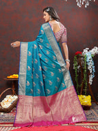 Lorenvalley Fashion Rama Soft Silk Woven Design Zari Weaving Saree | Grocsy