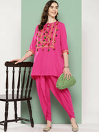 Ahalyaa Women's Traditional Wear Co-ods - Pink | Grocsy