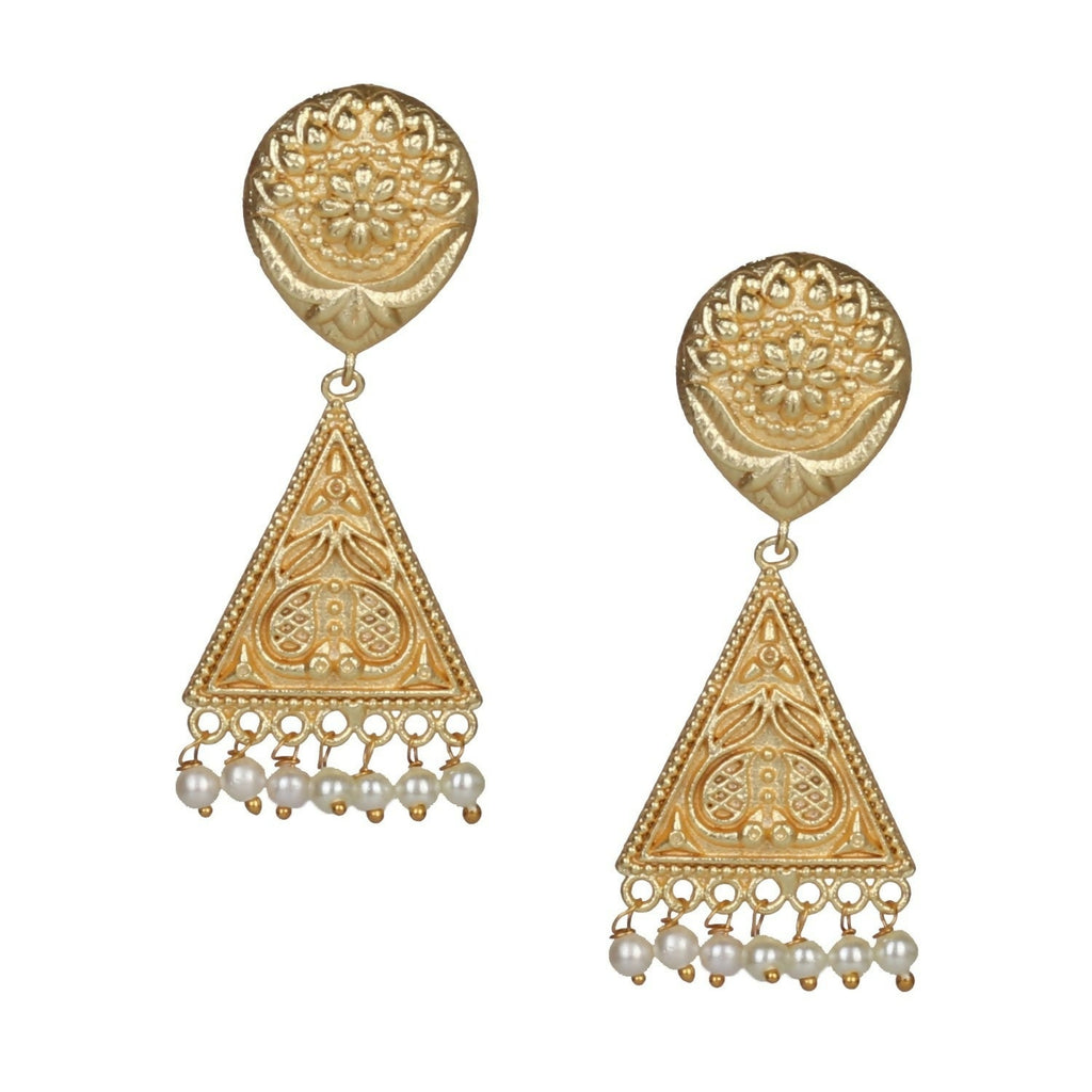 Joban Fashion Women Matte Gold Brass Earrings | Grocsy