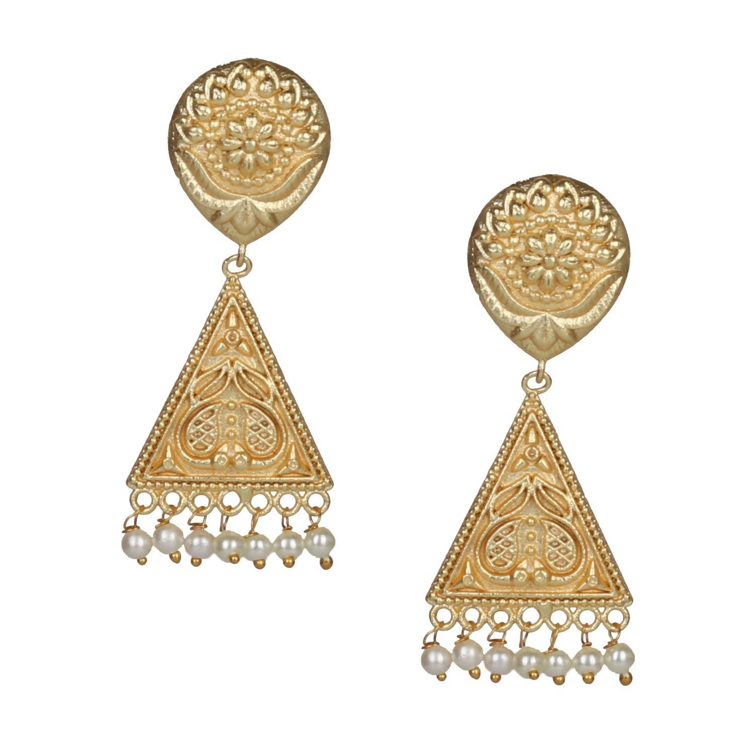 Joban Fashion Women Matte Gold Brass Earrings | Grocsy