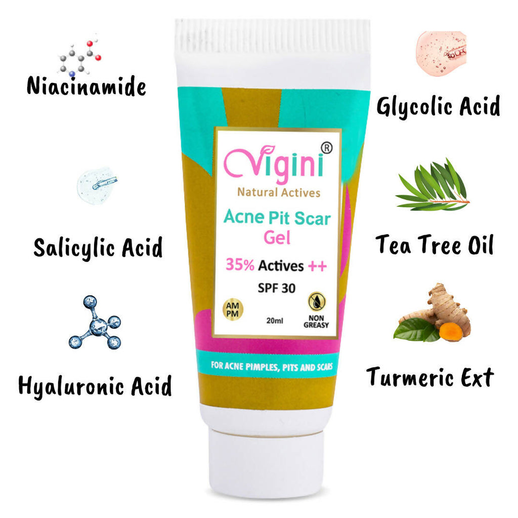 Vigini 35% Actives Acne Pit Scars Spot Stop Face Day Night Gel for Men Women | Grocsy