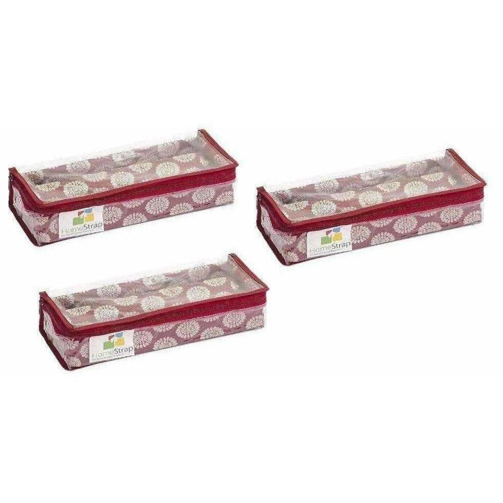 Home Strap Single Rod Brocade Bangle Box - Maroon | Grocsy