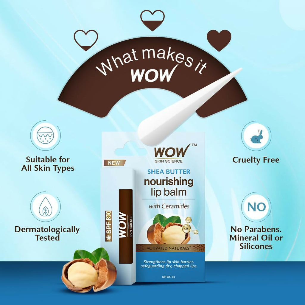 WOW Skin Science Shea Butter Nourishing Lip Balm SPF 30 with Ceramides | Grocsy