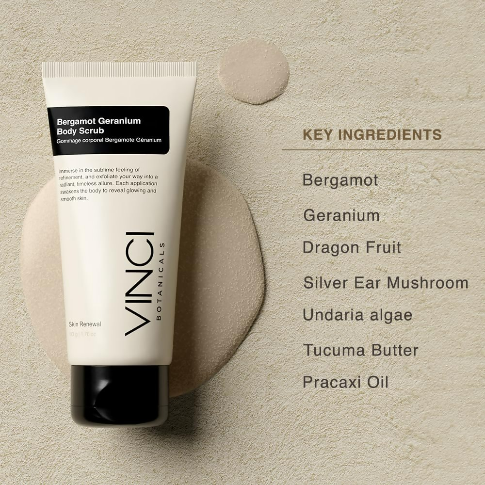 Vinci Botanicals Bergamot Geranium Body Scrub | Grocsy