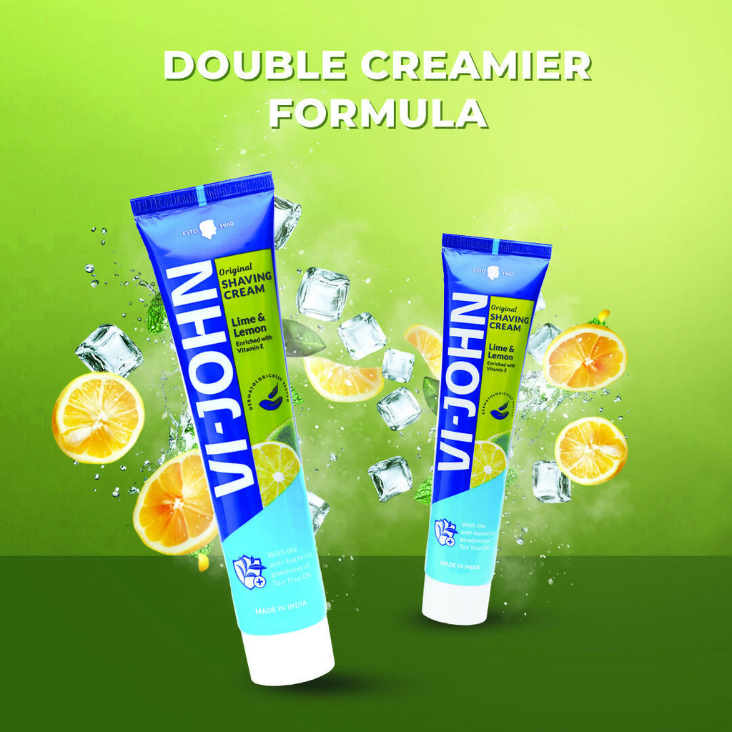 VI-JOHN Dermatologically Tested Vitamin-E enriched Anti Bacterial Lime & Lemon Shaving Cream | Grocsy