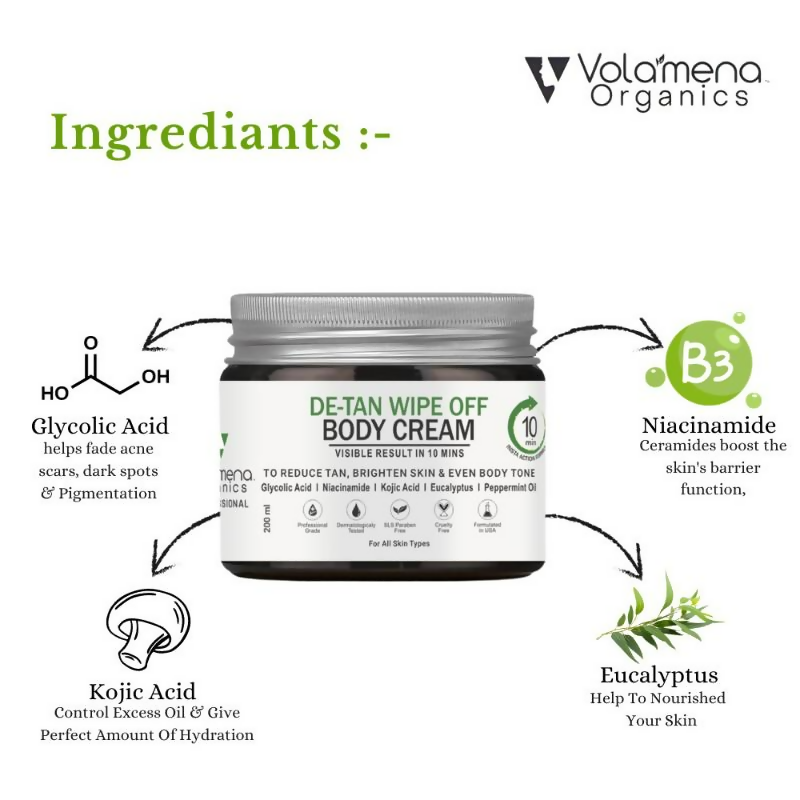 Volamena Wipe Off Detan Body Cream | Grocsy