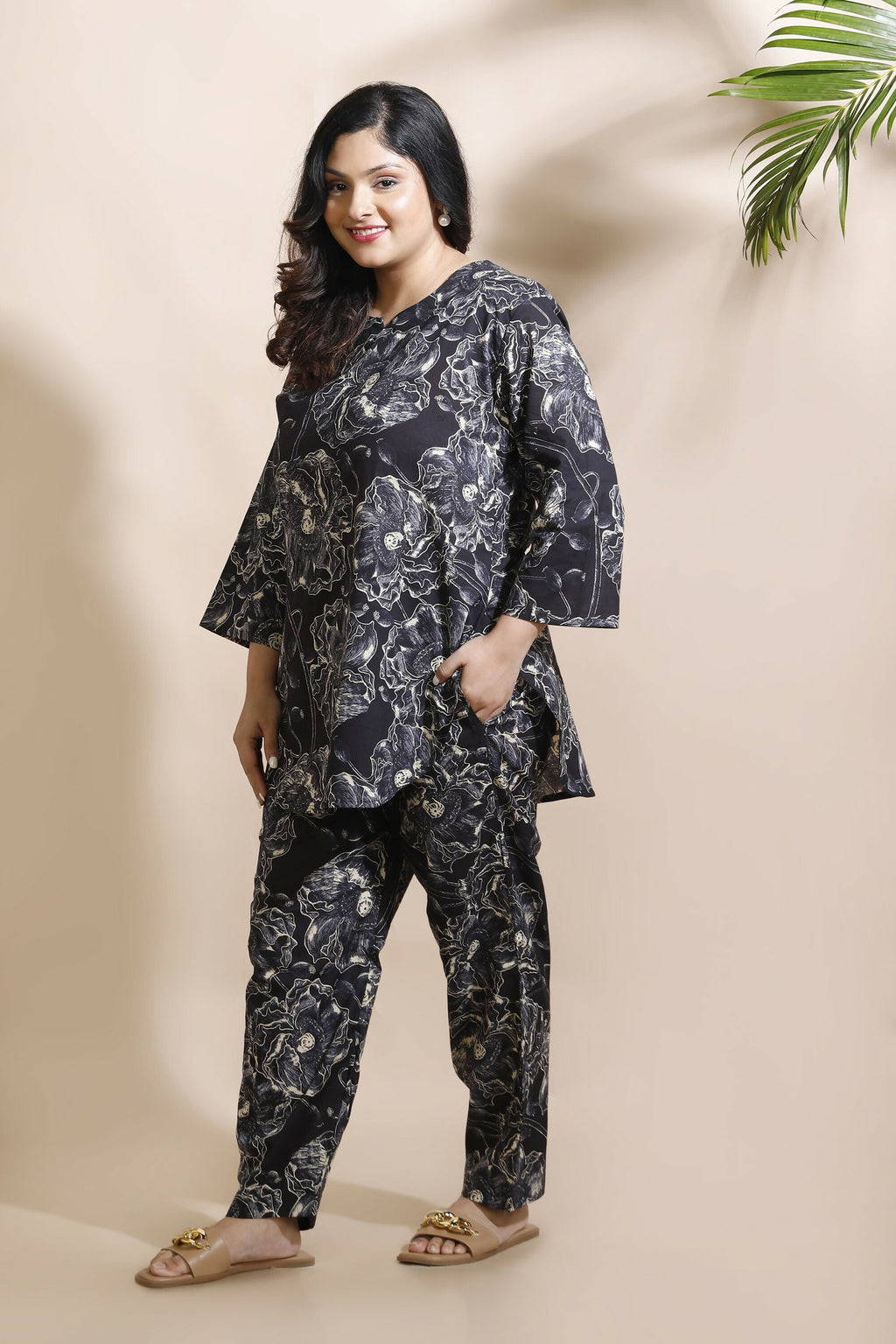 Breathables Floral Cotton Co-Ord Set – Black | Grocsy