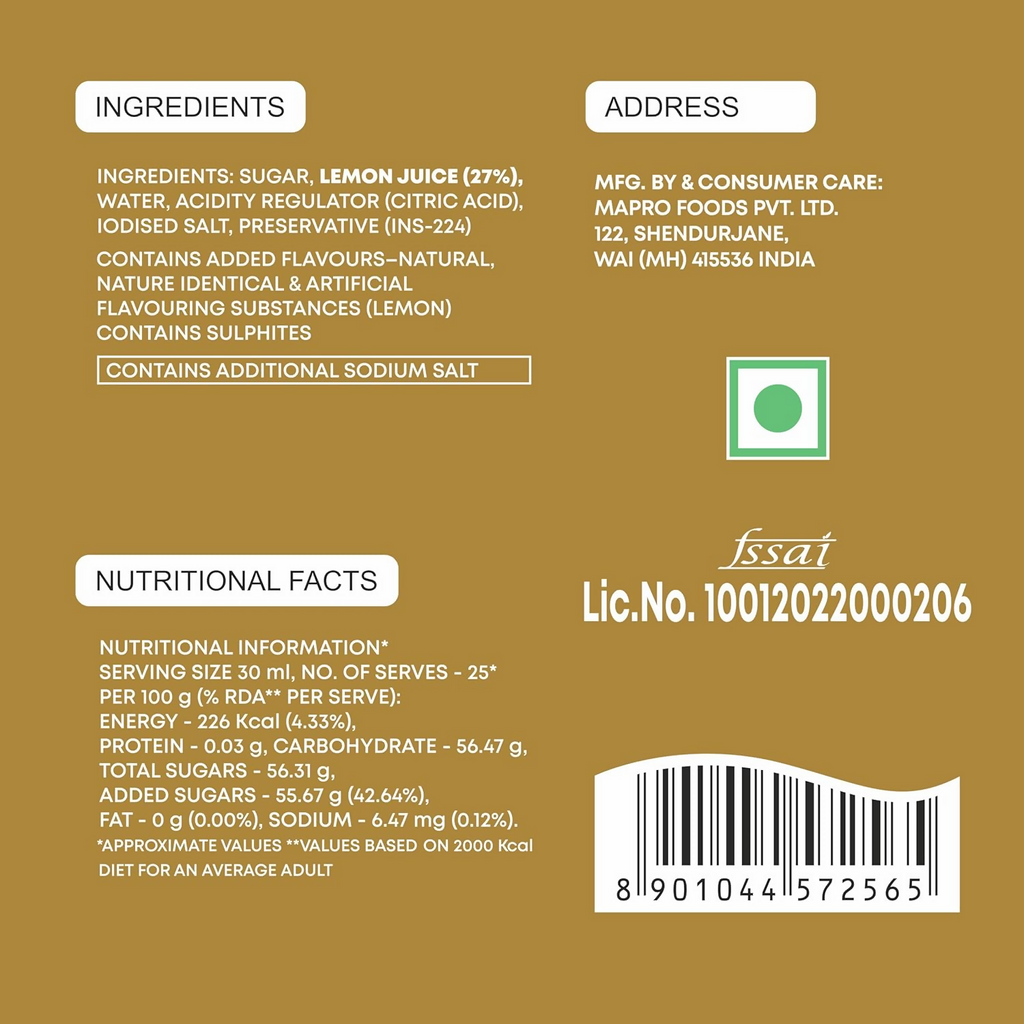Mapro Limboo Timboo Lemon Squash | Grocsy