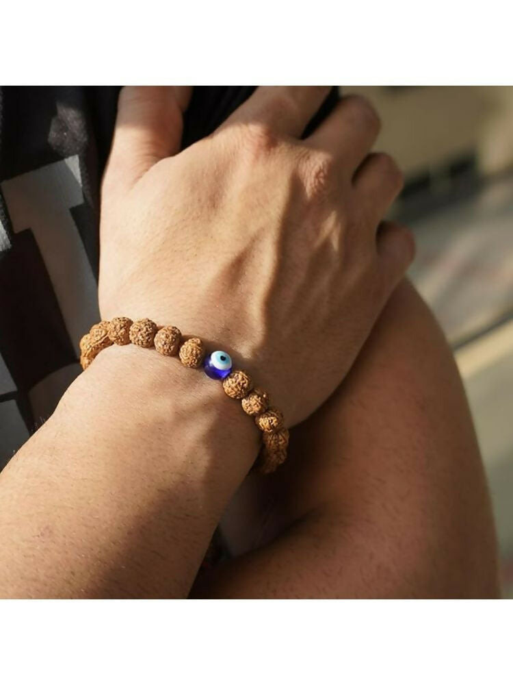 NVR Authentic 5 Mukhi Rudraksha Evil Eye Tie Up Band | Grocsy