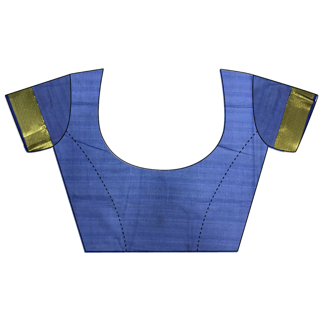 Joban Fashion Royal Blue Polka-Dot Zari Woven Organza Silk Banarasi Silk Saree | Grocsy