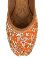 Desi Colour Women Indian Ethnic Footwear-Orange Dabka | Grocsy