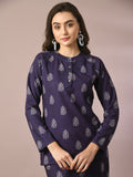 Myshka Women's Navy Blue Embellished Raglan Sleeve Party Top | Grocsy